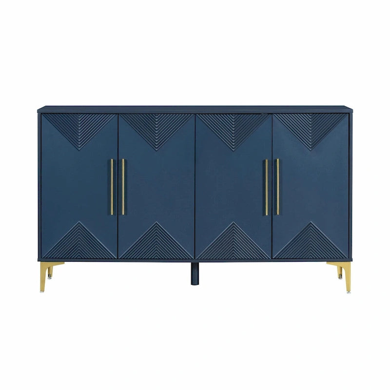 Cabinet unique à quatre portes avec portes à motif triangulaire bicolore