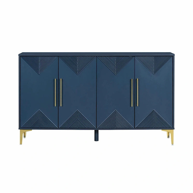 Cabinet unique à quatre portes avec portes à motif triangulaire bicolore