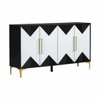 Cabinet unique à quatre portes avec portes à motif triangulaire bicolore