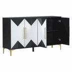 Cabinet unique à quatre portes avec portes à motif triangulaire bicolore
