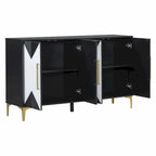 Cabinet unique à quatre portes avec portes à motif triangulaire bicolore