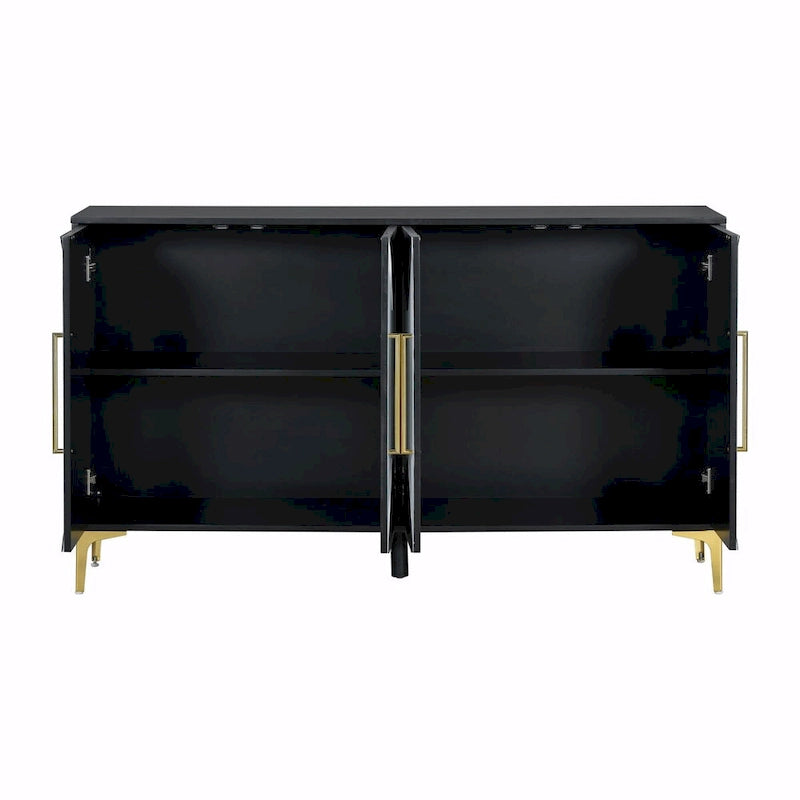 Cabinet unique à quatre portes avec portes à motif triangulaire bicolore