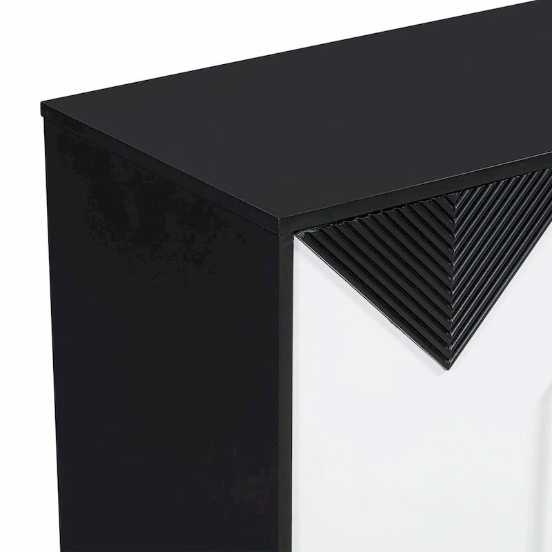 Cabinet unique à quatre portes avec portes à motif triangulaire bicolore