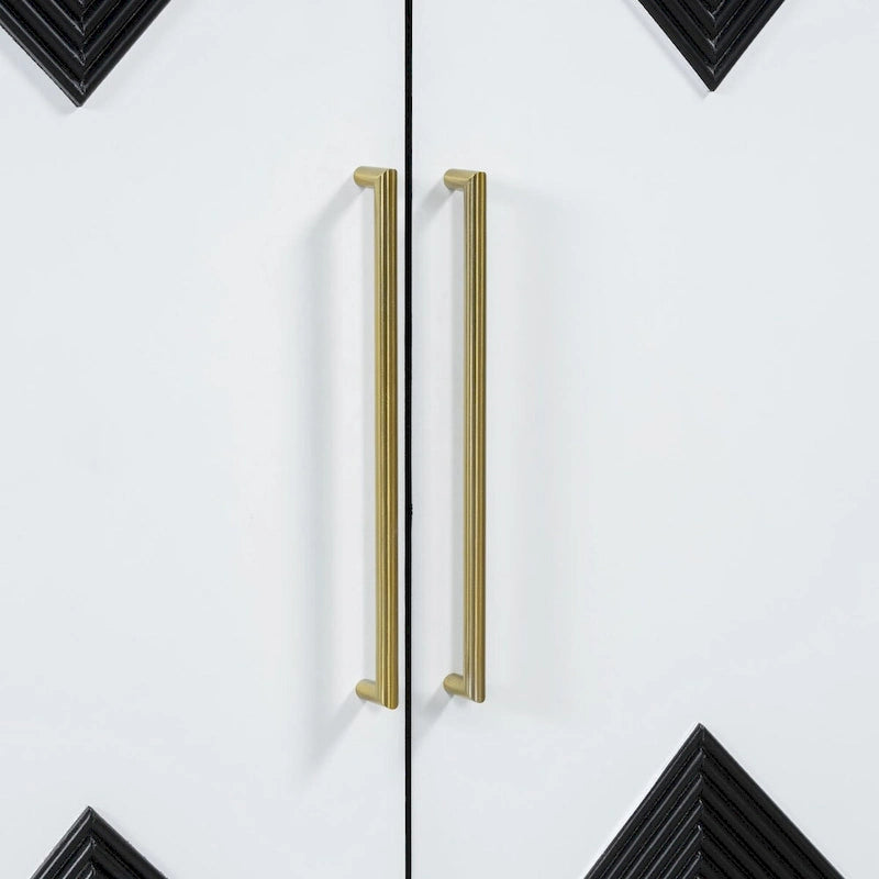 Cabinet unique à quatre portes avec portes à motif triangulaire bicolore