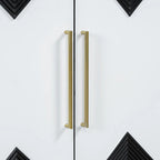 Cabinet unique à quatre portes avec portes à motif triangulaire bicolore