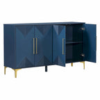 Cabinet unique à quatre portes avec portes à motif triangulaire bicolore