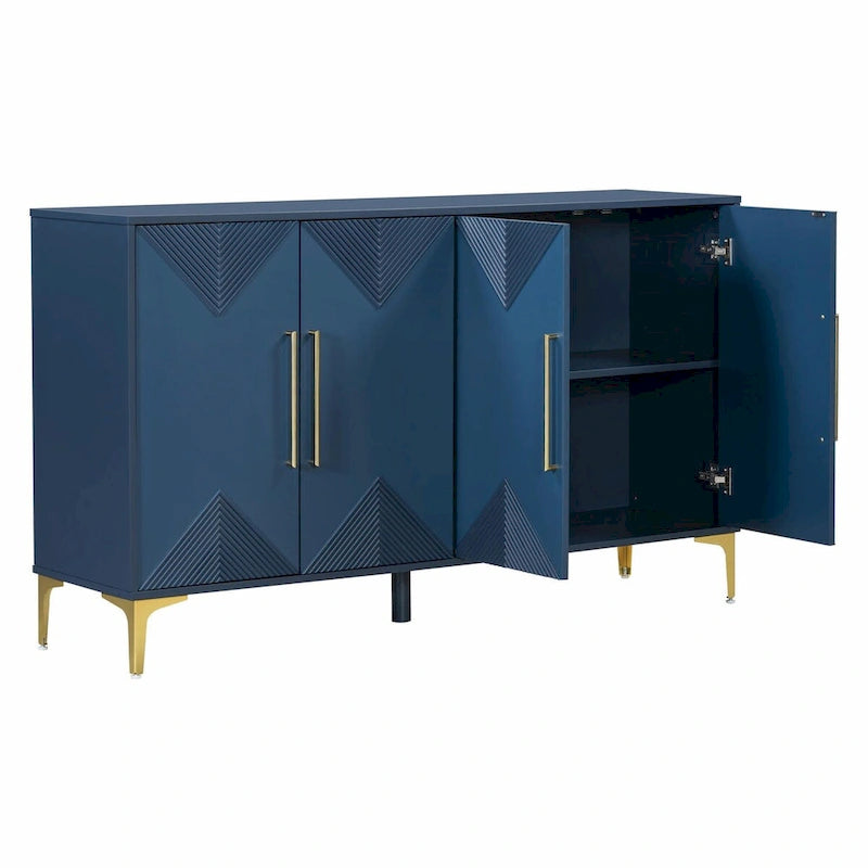 Cabinet unique à quatre portes avec portes à motif triangulaire bicolore