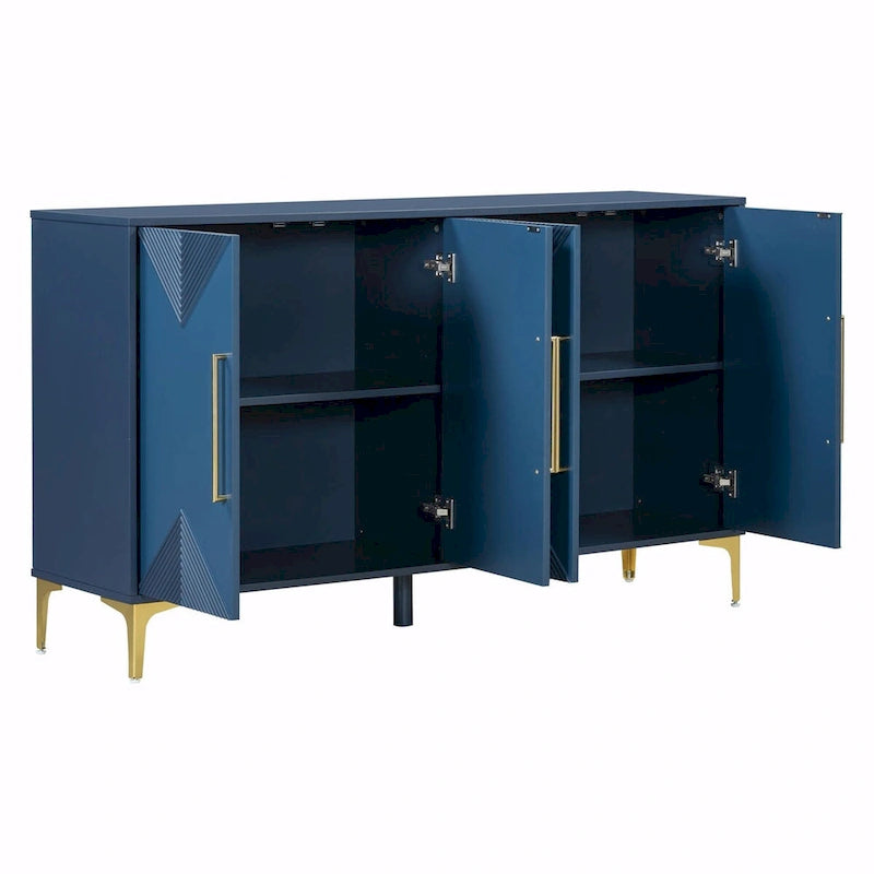Cabinet unique à quatre portes avec portes à motif triangulaire bicolore