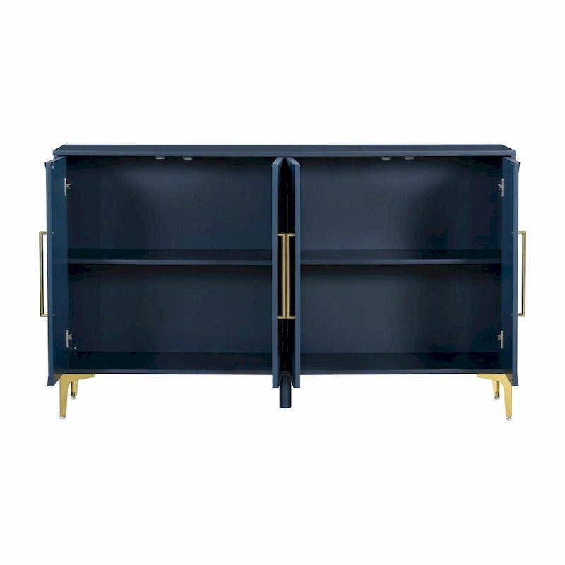 Cabinet unique à quatre portes avec portes à motif triangulaire bicolore