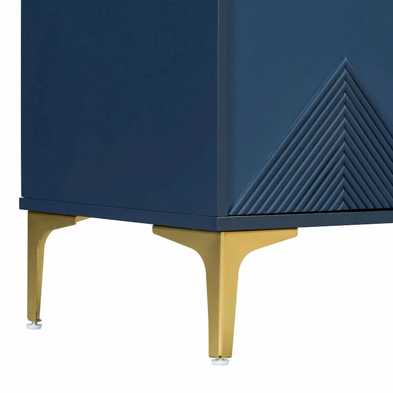 Cabinet unique à quatre portes avec portes à motif triangulaire bicolore