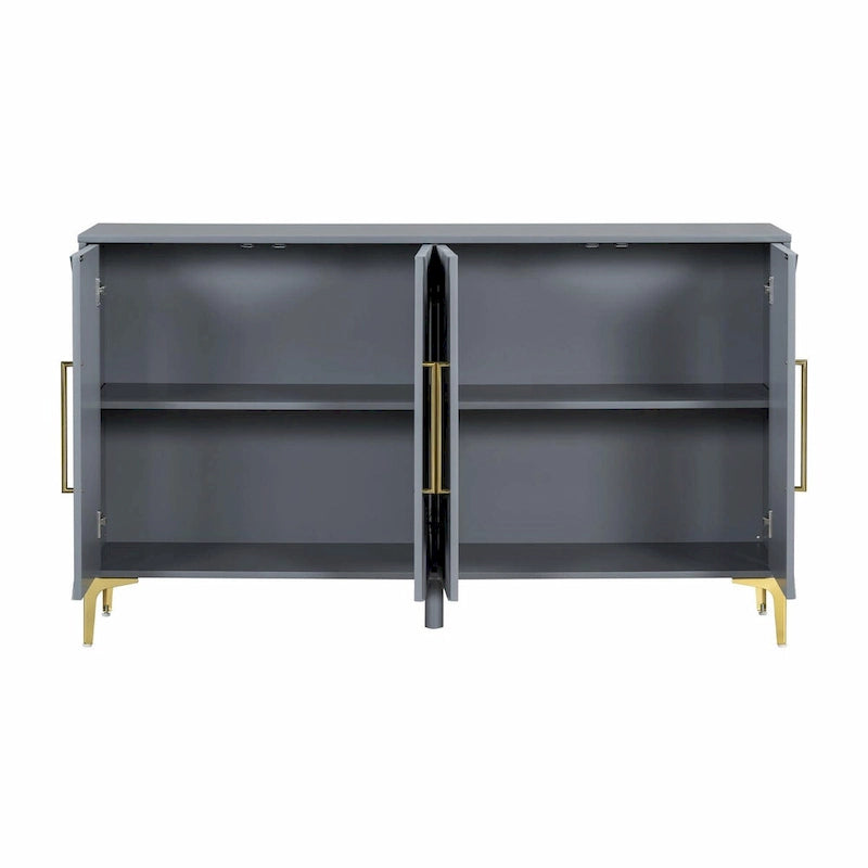 Cabinet unique à quatre portes avec portes à motif triangulaire bicolore