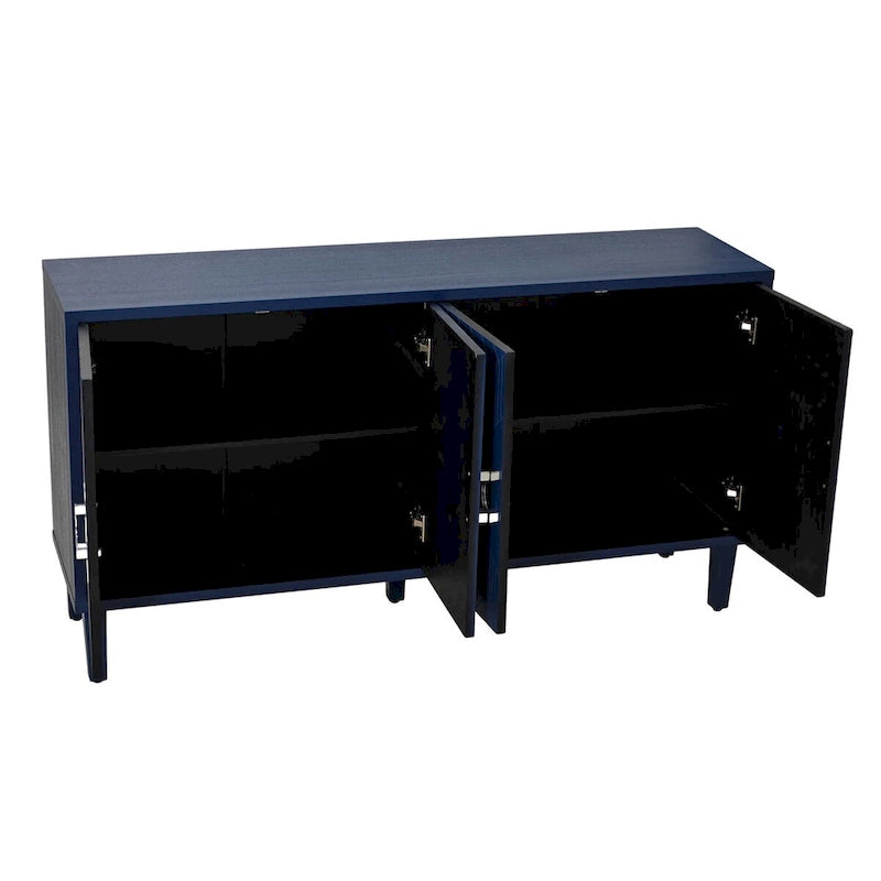Armoire de rangement 4 portes, élégante et fonctionnelle, avec pieds en pin et MDF