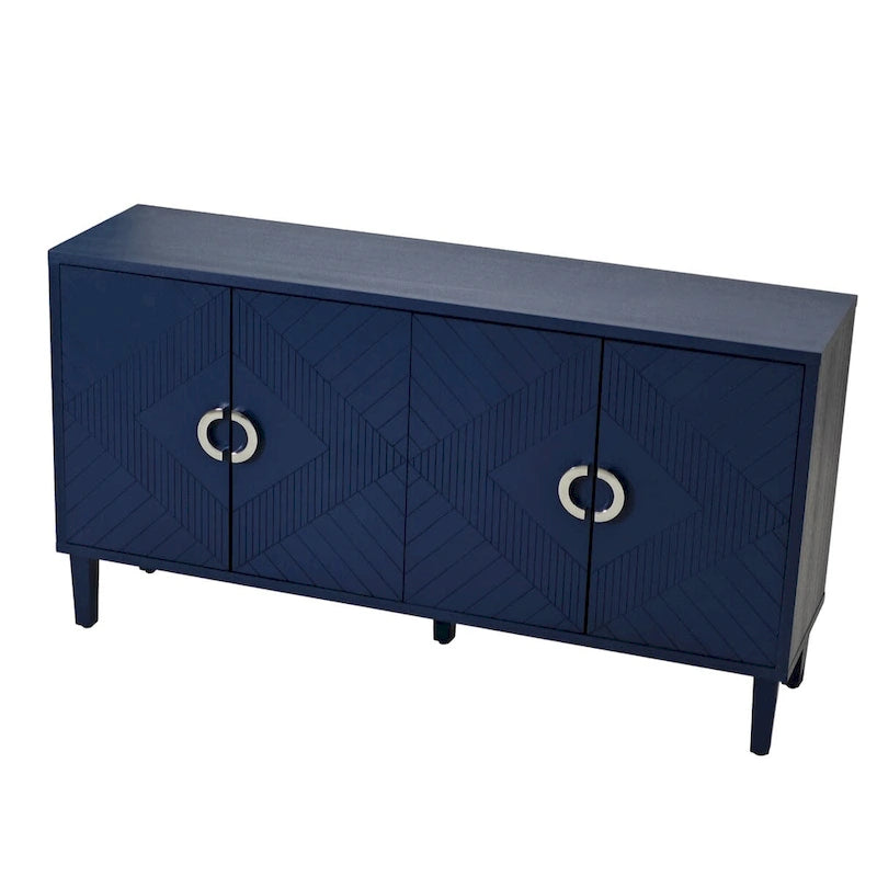 Armoire de rangement 4 portes, élégante et fonctionnelle, avec pieds en pin et MDF