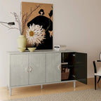Armoire de rangement 4 portes, élégante et fonctionnelle, avec pieds en pin et MDF
