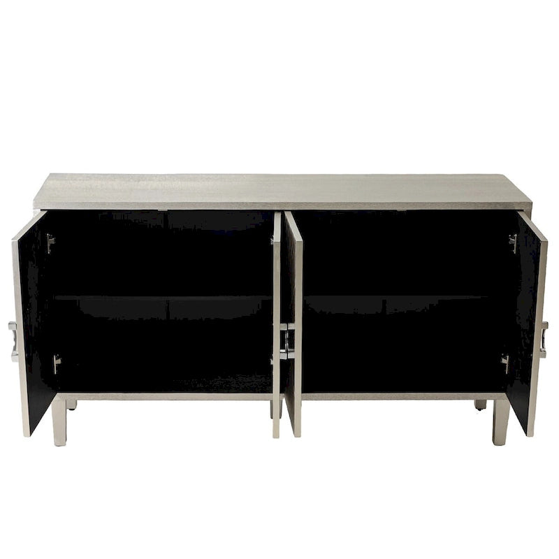 Armoire de rangement 4 portes, élégante et fonctionnelle, avec pieds en pin et MDF