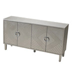 Armoire de rangement 4 portes, élégante et fonctionnelle, avec pieds en pin et MDF