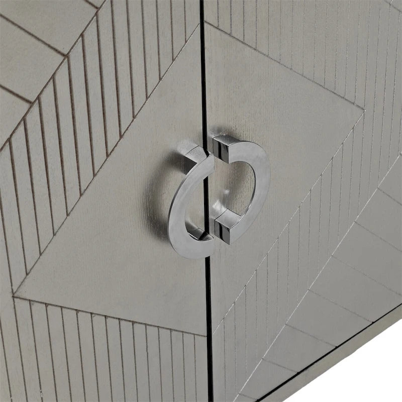 Armoire de rangement 4 portes, élégante et fonctionnelle, avec pieds en pin et MDF