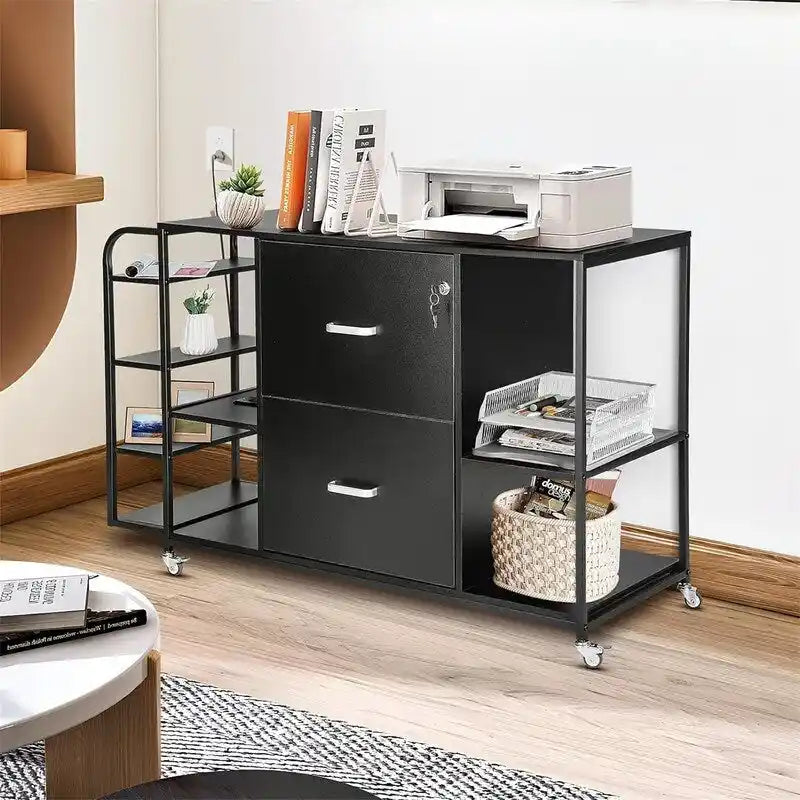 Classeur mobile à 2 tiroirs avec prise - 15.75P x 43.31L x 29.53H