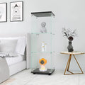 Vitrine en verre avec 3 étagères, meuble vitrine à une porte, bibliothèque en verre noire sur pied, installation rapide