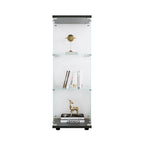 Vitrine en verre avec 3 étagères, meuble vitrine à une porte, bibliothèque en verre noire sur pied, installation rapide