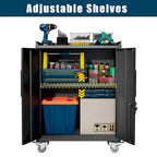 Armoires à outils à 2 portes pour garage, armoire de rangement de garage verrouillable, armoire de rangement en métal verrouillable avec roues