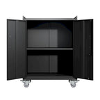 Armoires à outils à 2 portes pour garage, armoire de rangement de garage verrouillable, armoire de rangement en métal verrouillable avec roues