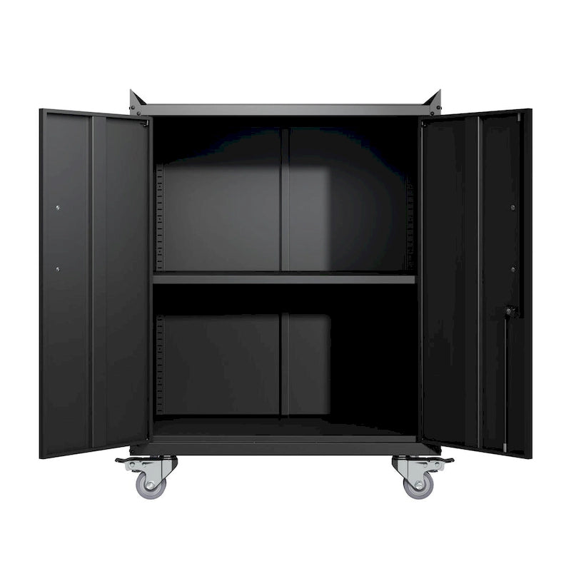 Armoires à outils à 2 portes pour garage, armoire de rangement de garage verrouillable, armoire de rangement en métal verrouillable avec roues