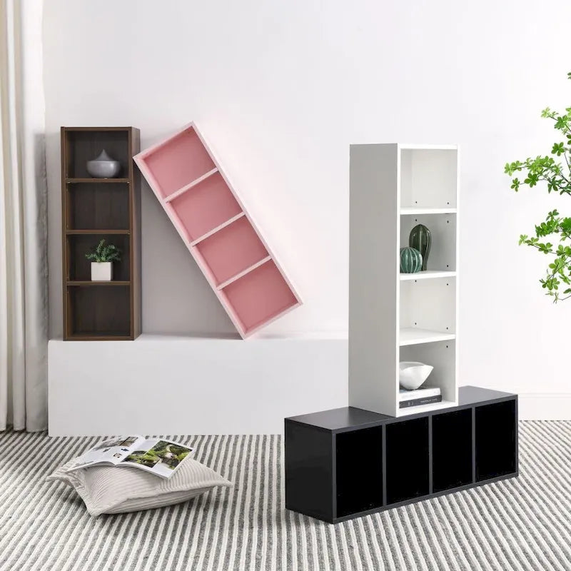 Meuble de rangement fin à 8 niveaux pour CD/DVD, avec étagères réglables
