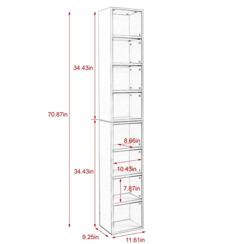 Meuble de rangement fin à 8 niveaux pour CD/DVD, avec étagères réglables