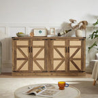 Meuble de rangement rustique en similicuir tressé