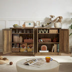 Meuble de rangement rustique en similicuir tressé