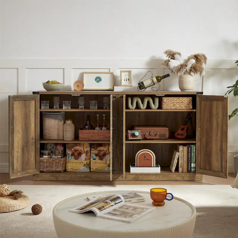 Meuble de rangement rustique en similicuir tressé