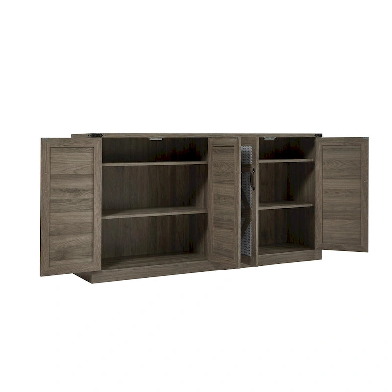 Meuble de rangement rustique en similicuir tressé