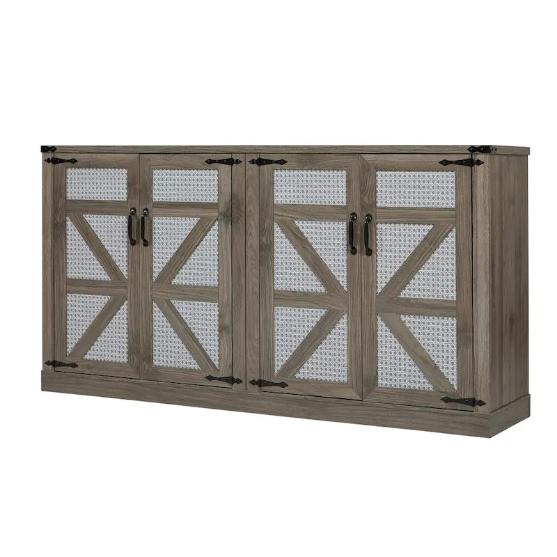 Meuble de rangement rustique en similicuir tressé