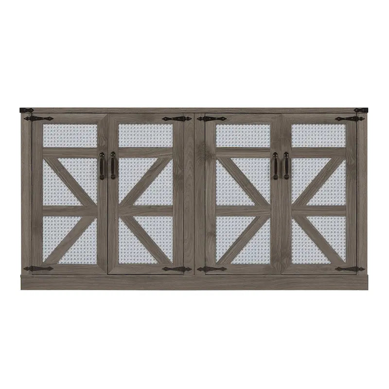 Meuble de rangement rustique en similicuir tressé