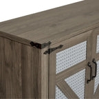 Meuble de rangement rustique en similicuir tressé