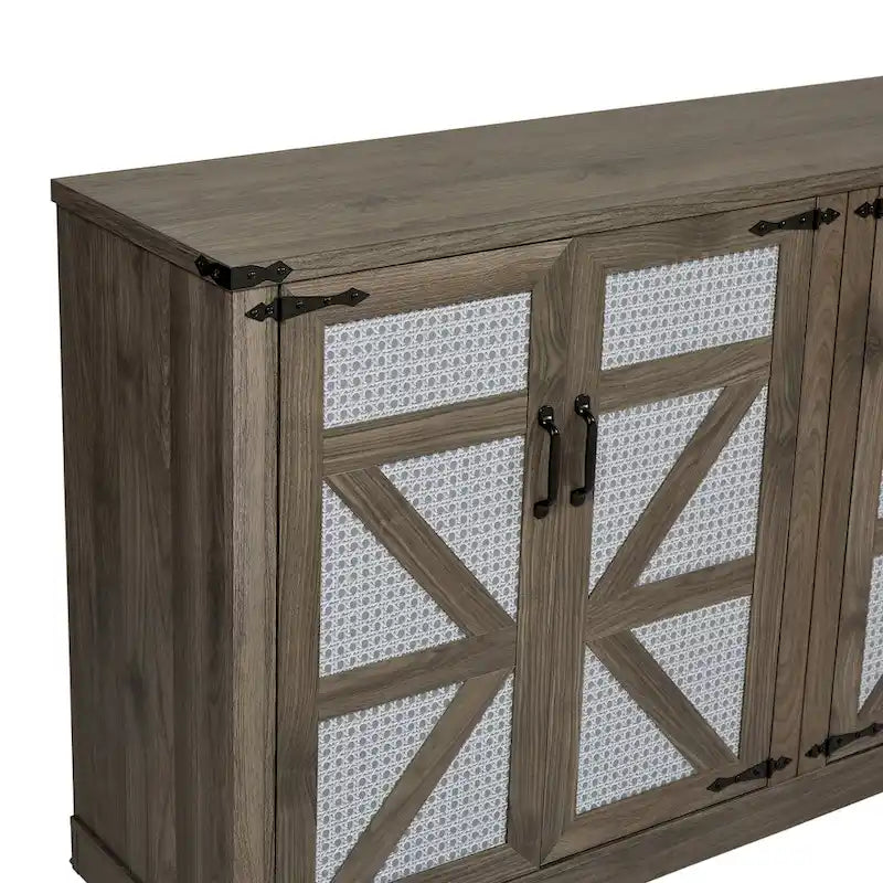 Meuble de rangement rustique en similicuir tressé