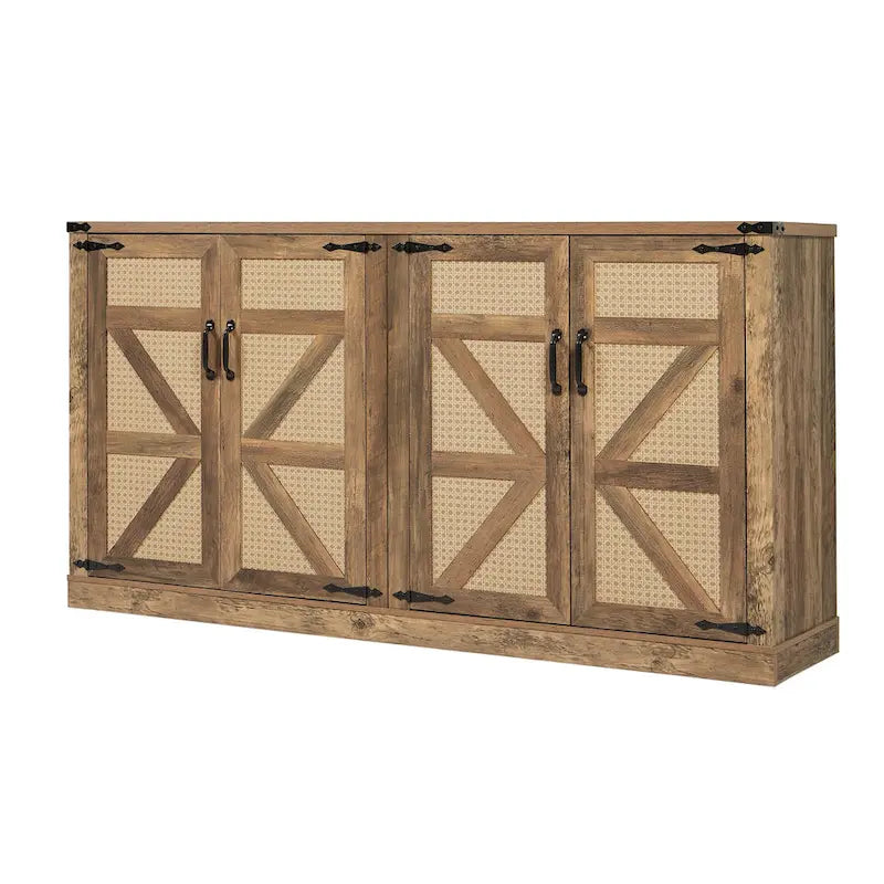 Meuble de rangement rustique en similicuir tressé