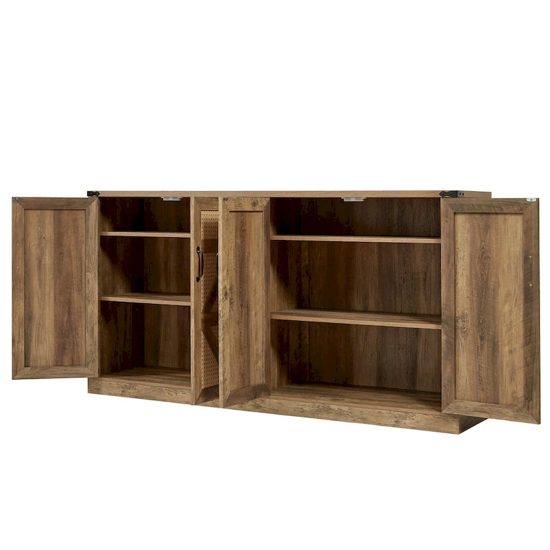 Meuble de rangement rustique en similicuir tressé
