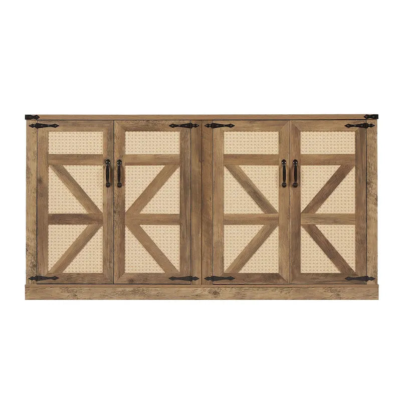 Meuble de rangement rustique en similicuir tressé