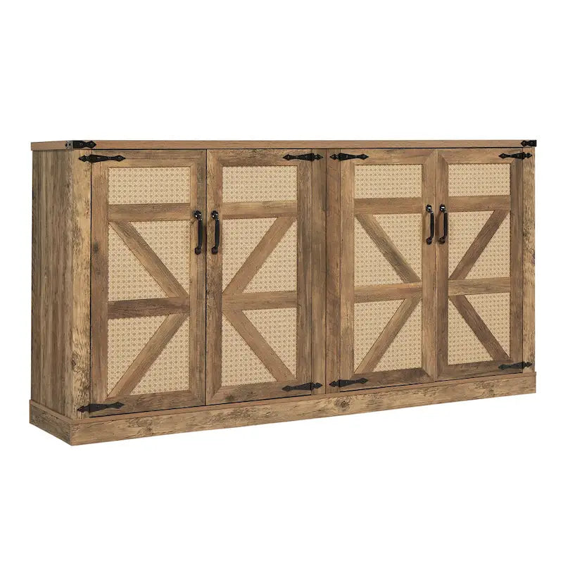 Meuble de rangement rustique en similicuir tressé
