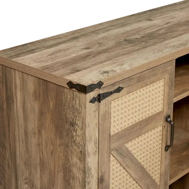 Meuble de rangement rustique en similicuir tressé