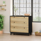 30.313-Meuble de rangement à tiroirs en corde tressée, pour chambre, salon, salle à manger, couloirs, noir