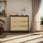 30.313-Meuble de rangement à tiroirs en corde tressée, pour chambre, salon, salle à manger, couloirs, noir