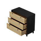 30.313-Meuble de rangement à tiroirs en corde tressée, pour chambre, salon, salle à manger, couloirs, noir
