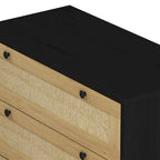 30.313-Meuble de rangement à tiroirs en corde tressée, pour chambre, salon, salle à manger, couloirs, noir