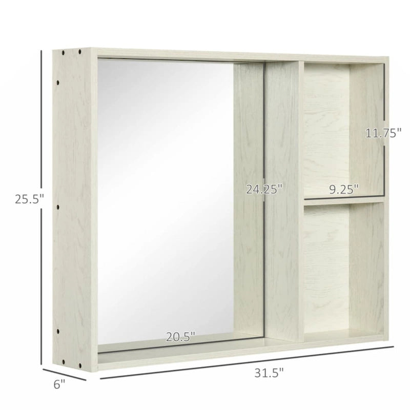 Armoire de toilette 31,5 x 25,5 avec miroir, étagère de rangement, blanche