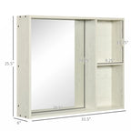Armoire de toilette 31,5 x 25,5 avec miroir, étagère de rangement, blanche