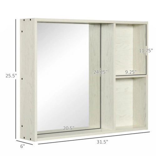 Armoire de toilette 31,5 x 25,5 avec miroir, étagère de rangement, blanche