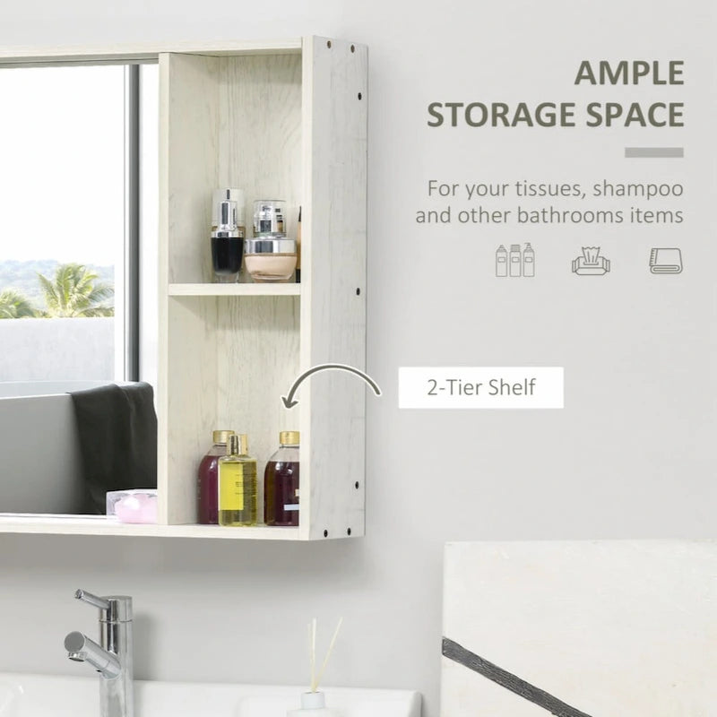 Armoire de toilette 31,5 x 25,5 avec miroir, étagère de rangement, blanche
